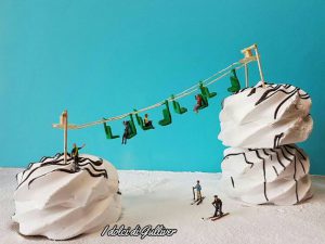 representation of a snow hill by way of meringues