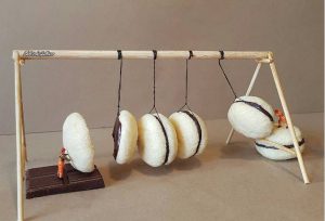 representation of a pendulum by way of macarons