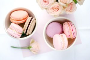 an arrangement of French macarons