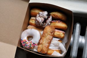 a box of a dozen donuts