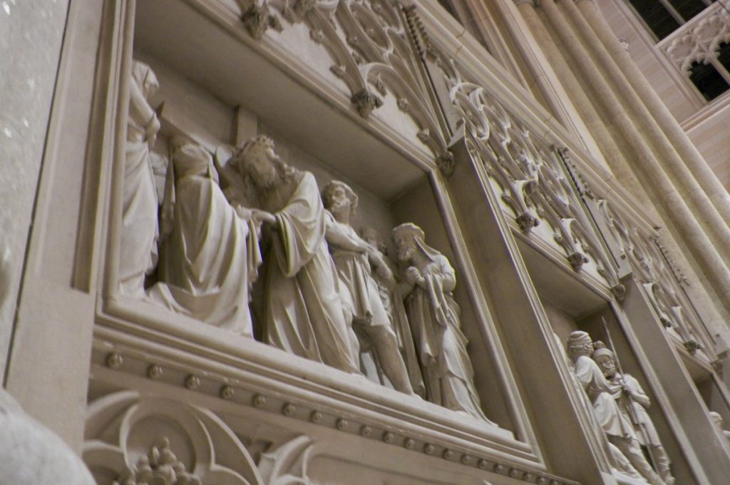 carved depiction of Jesus in a wall of the saint patrick's cathedral