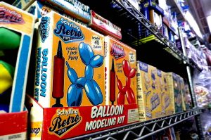a retro toy for balloon modeling on a shelf