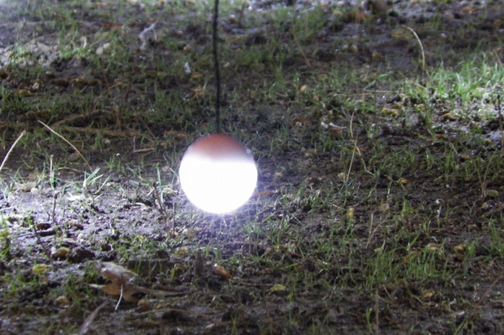 lit white LED orb