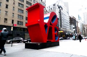 the love sculpture from the left corner