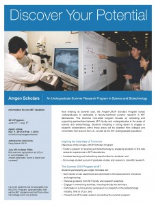 Image: Amgen-UROP Scholars Program, MIT’s Undergraduate Research Opportunities Program flyer, page 1