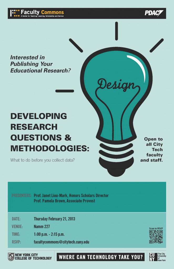 Event promotion for 'Developing Research Questions & Methodologies'