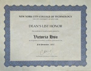 Dean's list honor 