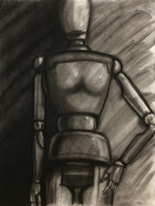 Student drawing mannequin torso 1