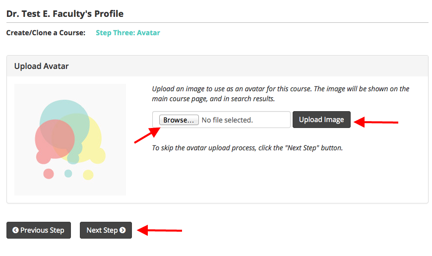 Create Course Upload Avatar screen shot