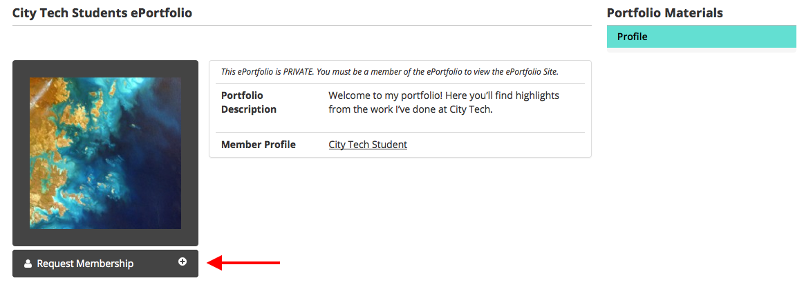 ePortfolio Settings Membership Screenshot