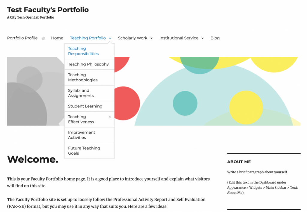 screenshot of portfolio site template