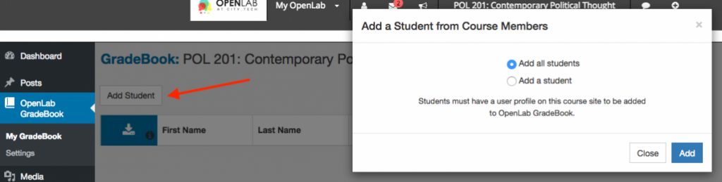 OpenLab Gradebook screenshot 6