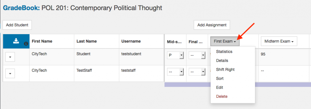 OpenLab Gradebook screenshot 8