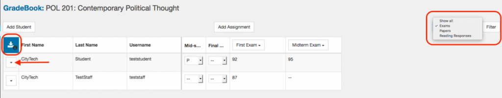 OpenLab Gradebook screenshot 9