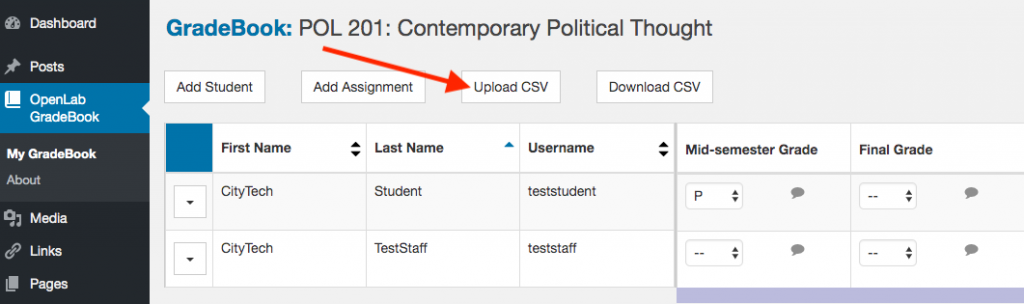 upload csv step 1