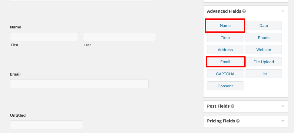 Advanced Fields options