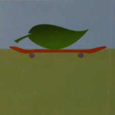 leaf on skateboard