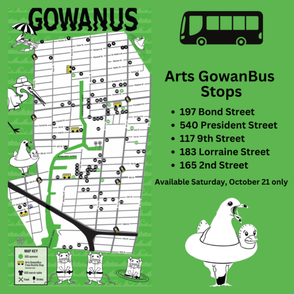 Bus map for Gowanus Open Studios 2023