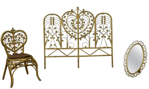 https://www.1stdibs.com/furniture/more-furniture-collectibles/bedroom-furniture/beds-frames/hollywood-regency-bohemian-bedroom-trio-gold-wicker-headboard-chair-mirror/id-f_16880801/ I've chosen a headboard, chair, and a gold mirror for my room because it reminded of the details of the front stage. These items hold a special significance because of the small details they have that is also a nob to the details in the stage.