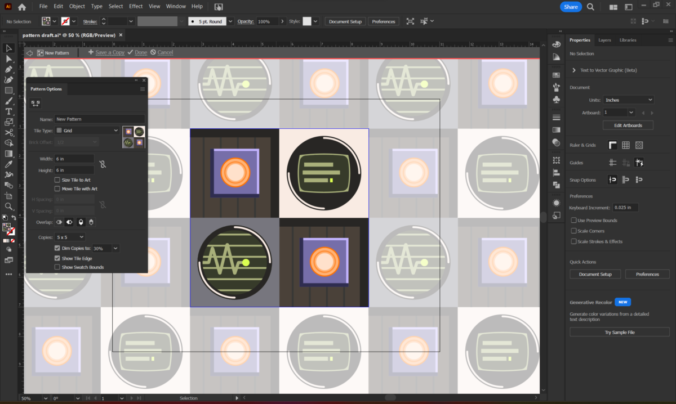 Screenshot of Adobe Illustrator pattern editor