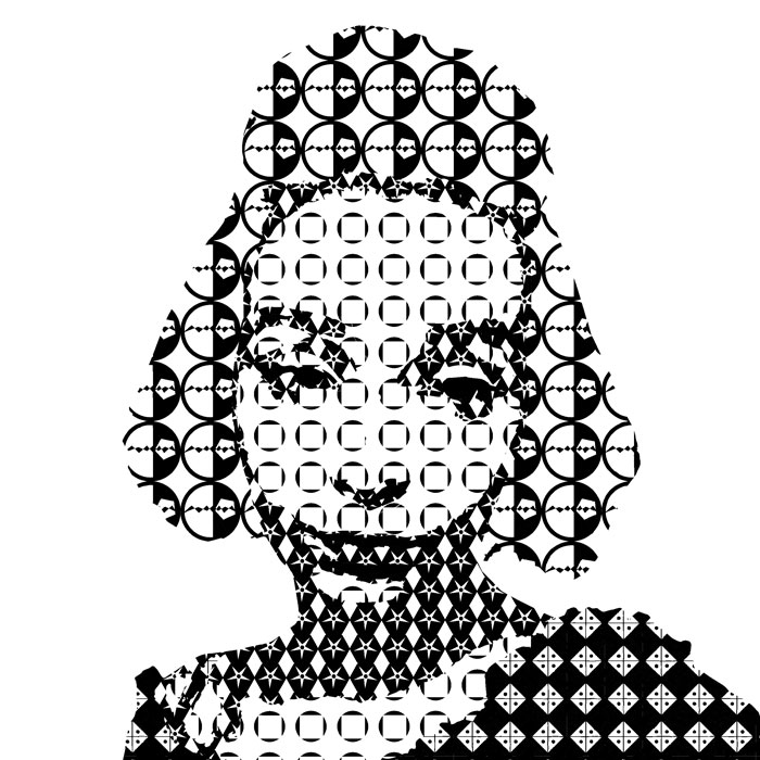 portrait of a woman with shading made from patterns of differing densities