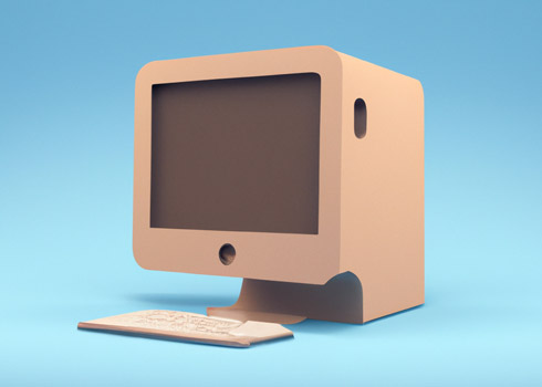 AI-generated image of a cardboard PC