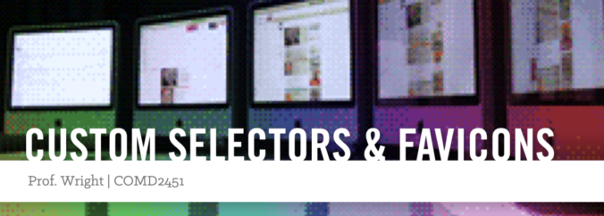title slide of lecture on custom selectors and favicons