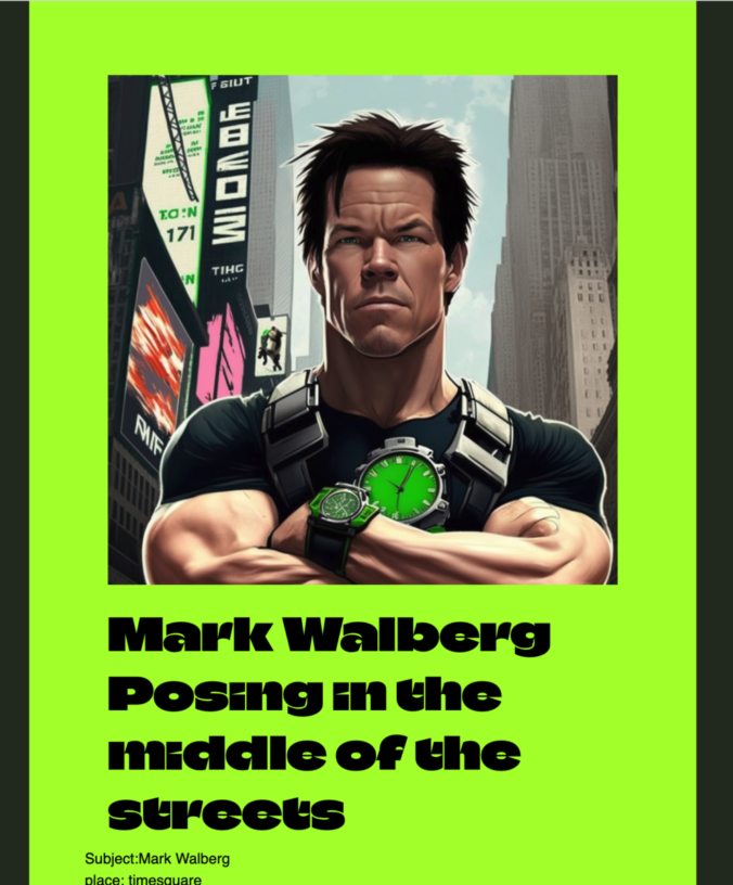 Screenshot of a web project featuring marky mark