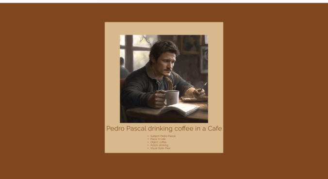 Screenshot of web project featuring Pedro Pascal