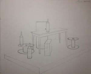 2-point perspective drawing of a complex objects (Spring/2014)